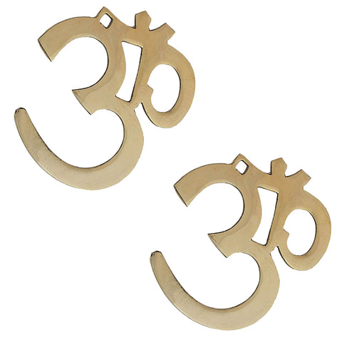 Divya Mantra Hindu Lucky Symbol Om Pure Brass Wall Hangings For Vastu, Yoga and Meditation -Set of 2 - Divya Mantra
