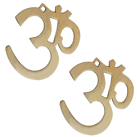 Divya Mantra Hindu Lucky Symbol Om Pure Brass Wall Hangings For Vastu, Yoga and Meditation-Set of 2 - Divya Mantra