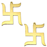 Divya Mantra Hindu Lucky Symbol Swastik Pure Brass Wall Hanging For Vastu and Good Luck - Set of 2 - Divya Mantra