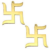 Divya Mantra Hindu Lucky Symbol Swastik Pure Brass Wall Hanging For Vastu and Good Luck -Set of 2 - Divya Mantra