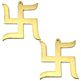 Divya Mantra Hindu Lucky Symbol Swastik Pure Brass Wall Hanging For Vastu and Good Luck-Set of 2 - Divya Mantra