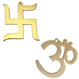 Divya Mantra Hindu Lucky Symbol Om and Swastik Pure Brass Wall Hangings For Vastu, Yoga and Meditation Combo Pack - Divya Mantra