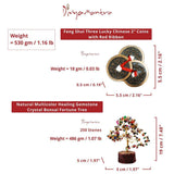 Divya Mantra Combo Of Three-3 Tibetan Lucky Feng Shui Chinese 2" Metal Coins & 2 Multicolor Crystal Bonsai Fortune Tree Wealth Magnet-Money, Home, Office, Vastu, Business Table Decor Gift Item Set - Divya Mantra