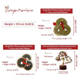 Divya Mantra Combo Of Three-3 Tibetan Lucky Feng Shui Chinese 2" & 1" Metal Coins; Multicolor Crystal Bonsai Fortune Tree Wealth Magnet-Money, Home, Office, Vastu, Business Table Decor Gift Item Set - Divya Mantra