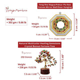 Divya Mantra Feng Shui Natural Multicolor Healing Gemstone Crystal Bonsai Fortune Tree Good Luck, Wealth & Prosperity-Home Office Table Decor & Convex Bagua / Pa kua /Pa kwa Mirror Door /Wall Hanging - Divya Mantra
