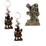 Divya Mantra Sri Hindu God Hindu God Hanuman/ Bajrang Bali Idol Sculpture Statue Murti Puja/Pooja Room, Meditation, Prayer, Office, Temple, Home Decor & 2 Hanuman Keychains -Bike/Car/ Home; Gift Set - Divya Mantra