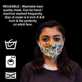 Face Mask, Washable Reusable Floral Print Face Masks For Health Protection n Skin Care Unisex Mouth Filter Facemask, Soft Dri-Fit Handmade in India, Nose to Chin Mud & Pollution Dust Cover - SET OF 7 - Divya Mantra