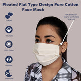Face Mask Washable Reusable 100% Pure Cotton Pleated Flat Face Masks Health Protection n Skin Care Unisex Mouth Filter Eco Friendly Facemask, Hand Made in India, Mud & Pollution Dust Cover - SET OF 5 - Divya Mantra