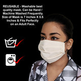 Face Mask Washable Reusable 100% Pure Cotton Pleated Flat Face Masks Health Protection n Skin Care Unisex Mouth Filter Eco Friendly Facemask, Hand Made in India, Mud & Pollution Dust Cover - SET OF 5 - Divya Mantra