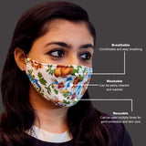Face Mask, Washable Reusable Floral Print Face Masks For Health Protection n Skin Care Unisex Mouth Filter Facemask, Soft Dri-Fit Handmade in India, Nose to Chin Mud & Pollution Dust Cover
