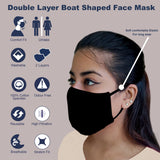 Washable Reusable Black Face Masks Double Layer Cotton Stretchable Super Soft Face Mask Health Protection Skin Care Unisex Mouth Filter Facemask, Made in India, All Day Nose to Chin Cover - SET OF 10 - Divya Mantra