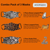 Face Mask Washable Reusable Snake & Animal Prints Fabric 3 Layer Masks Health Protection Skin Care Unisex Mouth Filter Facemask, Soft Dri-Fit Cotton, Nose to Chin Mud & Pollution Dust Cover - SET OF 3 - Divya Mantra