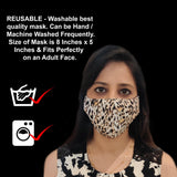 Face Mask Washable Reusable Snake, Leopard Prints, Plain Black Fabric 3 Layer Masks Health Protection Skin Care Mouth Filter Facemask, Soft Dri-Fit Cotton, Nose to Chin Mud Pollution Cover - SET OF 5 - Divya Mantra