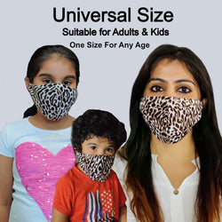 Mask Full Face Washable Reusable Unisex Men Women Soft Leopard Print L (Pack of 2)