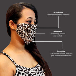 Mask Full Face Washable Reusable Unisex Men Women Soft Leopard Print L (Pack of 10)
