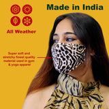 Mask Full Face Washable Reusable Unisex Men Women Soft Leopard Print L (Pack of 5)