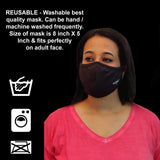 Mask Full Face Washable Reusable Unisex Men Women Soft Black Dri-fit L (Pack of 5)