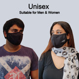 Mask Full Face Washable Reusable Unisex Men Women Soft Black Dri-fit L (Pack of 10)