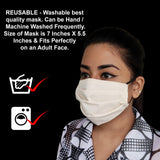 Mask Full Face Washable Reusable Unisex Men Women Soft Cotton Cream L (Pack of 5)