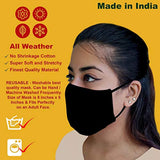 Mask Full Face Washable Reusable Unisex Men Women Soft Black Cotton L (Pack of 5)