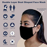 Mask Full Face Washable Reusable Unisex Men Women Soft Black Cotton L (Pack of 3)