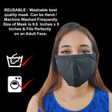 Mask Full Face Washable Reusable Unisex Men Women Soft Black Adjustable L (Pack of 10)