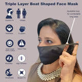 Mask Full Face Washable Reusable Unisex Men Women Soft Black Adjustable L (Pack of 3)