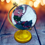 Divya Mantra Feng Shui Crystal Rotating Globe Coloured Educational Earth Texture Map for Students, Kids, Home, Office Table Decoration Career, Financial, Business Luck Gift Item/Product Set of 2-Clear - Divya Mantra